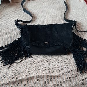 Leather fringe bag EUC used 2xs
